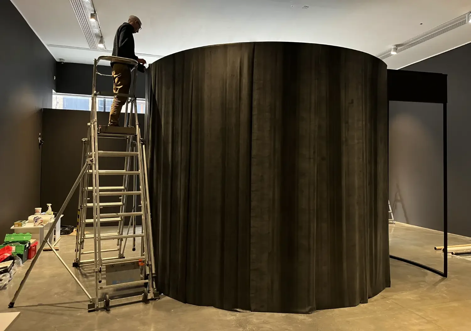 Ajamu X ‘The Patron Saint of Darkrooms’ installation at Autograph, during construction